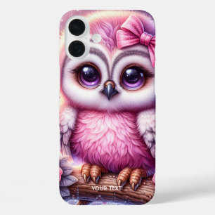 Fantasy Cute Pink Owl Sakura iPhone 16 Plus Case