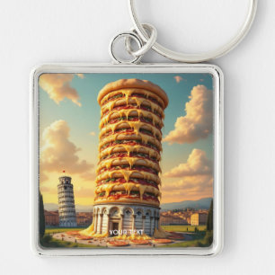 Fantasy Cute Pisa Tower Pizza Keychain