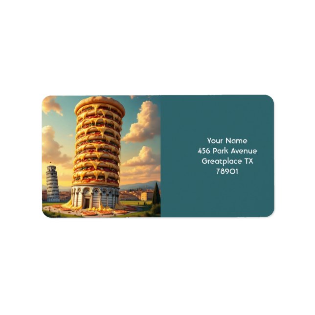 Fantasy Cute Pisa Tower Pizza Label (Front)