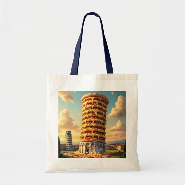 Fantasy Cute Pisa Tower Pizza Tote Bag (Front)