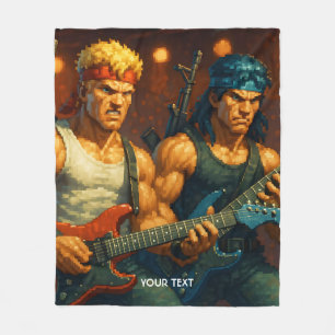 Fantasy Cute Pixelized Rock Band Fleece Blanket