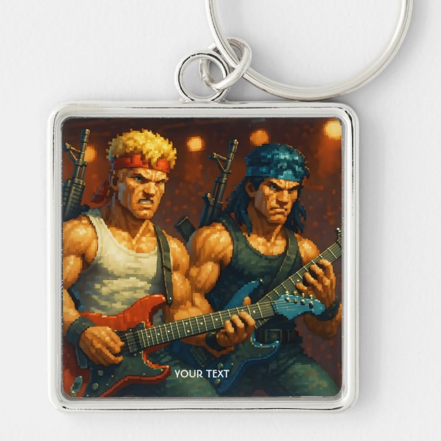Fantasy Cute Pixelized Rock Band Keychain (Front)