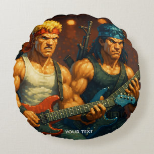 Fantasy Cute Pixelized Rock Band Round Pillow