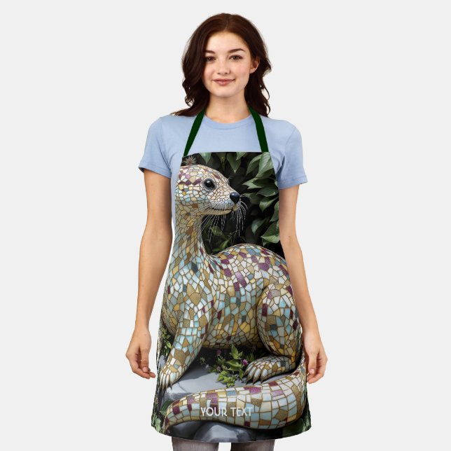 Fantasy Cute Playful Otter Sculpture Apron (Worn)