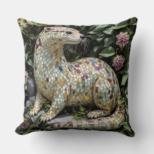 Fantasy Cute Playful Otter Sculpture Throw Pillow