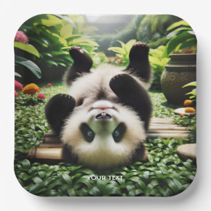 Fantasy Cute Playful Panda Baby Paper Plate