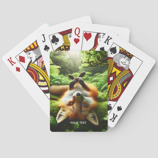 Fantasy Cute Playing Fox Forest Playing Cards (Back)