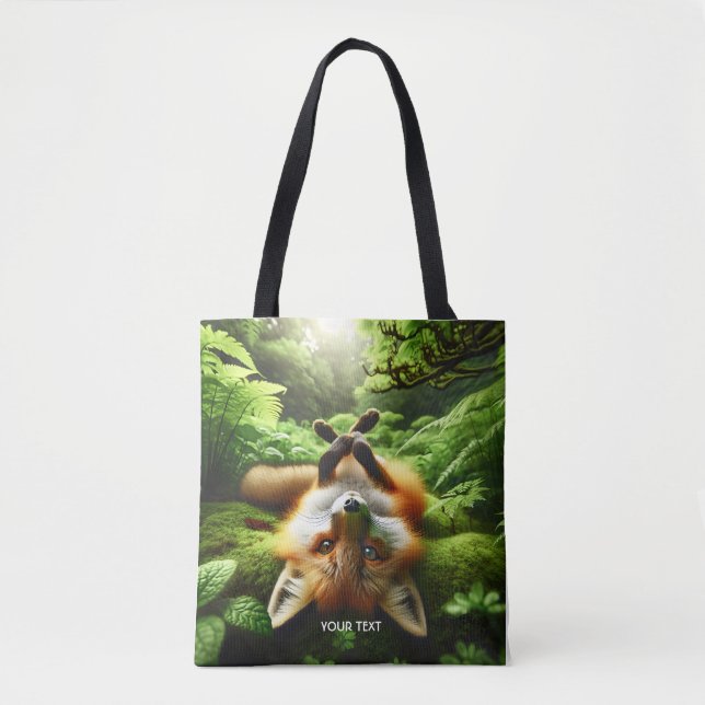 Fantasy Cute Playing Fox Forest Tote Bag (Front)