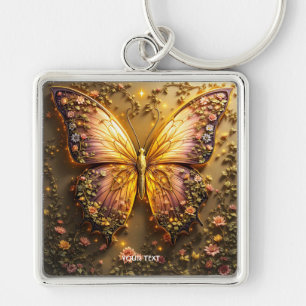 Fantasy Cute Plum Peach Butterfly Keychain