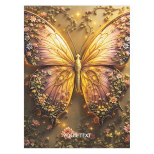 Fantasy Cute Plum Peach Butterfly Tablecloth