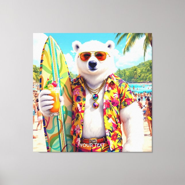 Fantasy Cute Polar Bear Beach Canvas Print (Front)