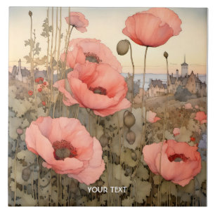 Fantasy Cute Poppies Field Light Tile