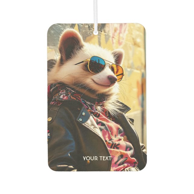 Fantasy Cute Possum Leather Jacket Air Freshener (Front)
