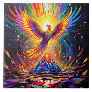 Fantasy Cute Prism Phoenix Rising Tile