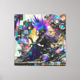 Fantasy Cute Punk Cyber Girl Canvas Print