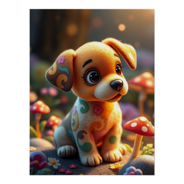 Fantasy cute Puppy Art  Poster (Front)