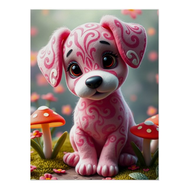 Fantasy cute Puppy Art  Poster (Front)