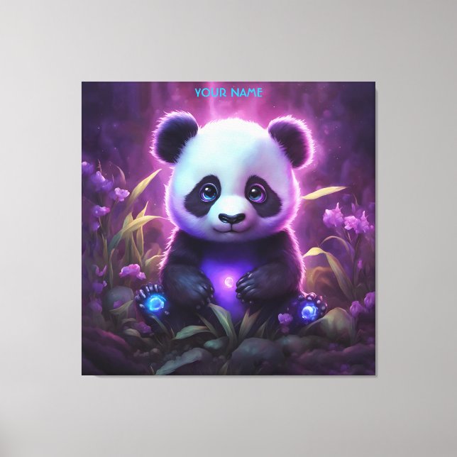 Fantasy Cute Purple Baby Panda Canvas Print (Front)