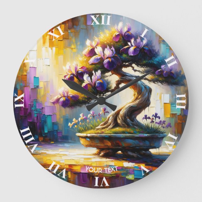 Fantasy Cute Purple Mini Tree Large Clock (Front)