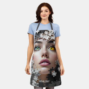Fantasy Cute Puzzle Girl Face  Apron