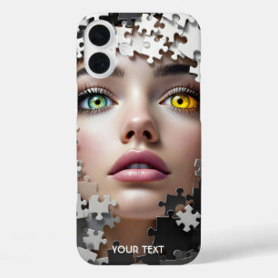 Fantasy Cute Puzzle Girl Face iPhone 16 Plus Case