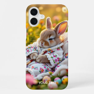 Fantasy Cute Rabbit Painter Flowers iPhone 16 Plus Case