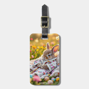 Fantasy Cute Rabbit Painter Flowers Luggage Tag