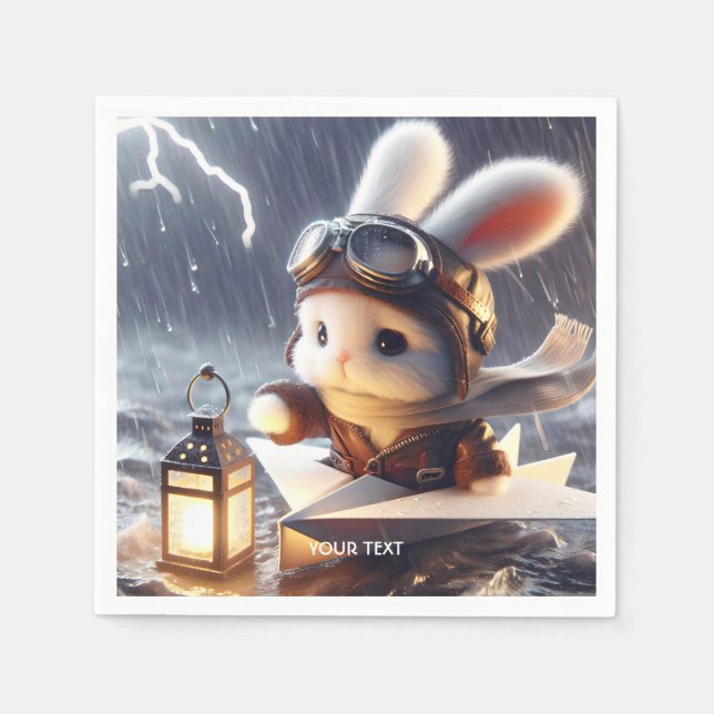 Fantasy Cute Rabbit Post Lantern Napkin (Front)