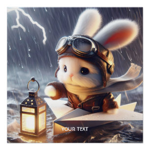 Fantasy Cute Rabbit Post Lantern Poster