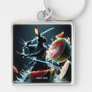 Fantasy Cute Rabbit Samurai Katana Keychain