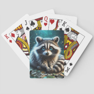 Fantasy Cute Racoon Night Stars Playing Cards