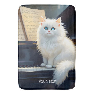 Fantasy Cute Ragdoll Cat On Piano Bath Mat