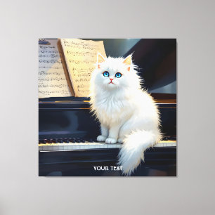 Fantasy Cute Ragdoll Cat On Piano Canvas Print
