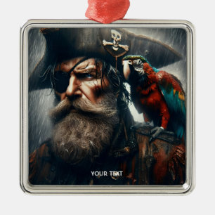 Fantasy Cute Rain Captain Pirate Metal Ornament