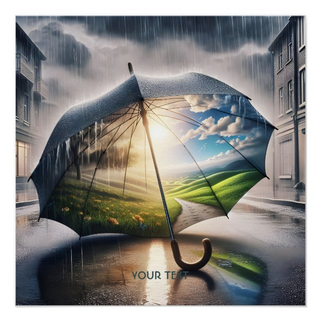 Fantasy Cute Rain Umbrella Sun Poster (Front)