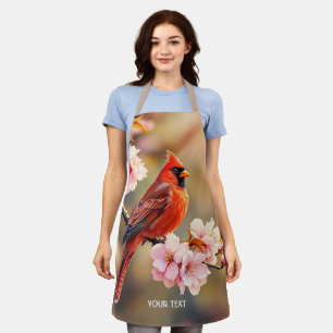 Fantasy Cute Red Bird Cherry Apron