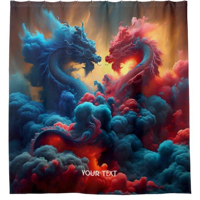 Fantasy Cute Red Blue Dragons (Front)