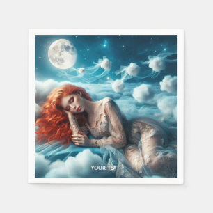 Fantasy Cute Red Hair Beauty Napkin