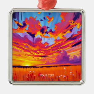 Fantasy Cute Red Orange Field Metal Ornament