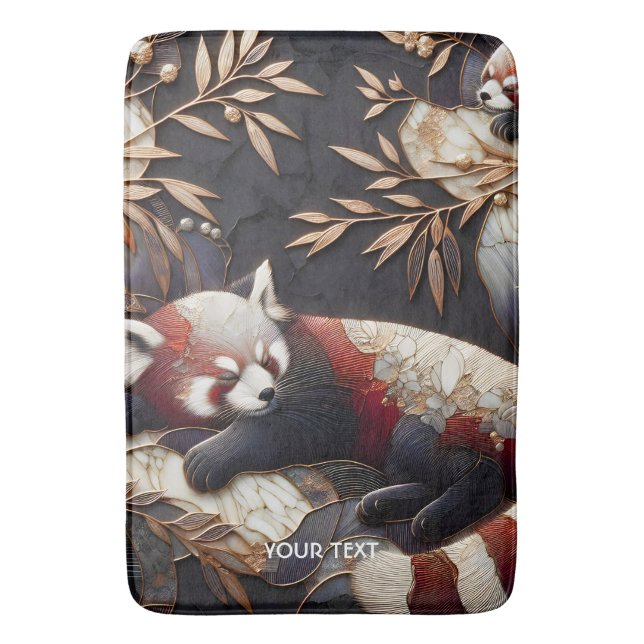 Fantasy Cute Red Panda Art Bath Mat (Front Vertical)