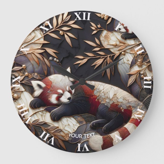 Fantasy Cute Red Panda Art Large Clock (Front)