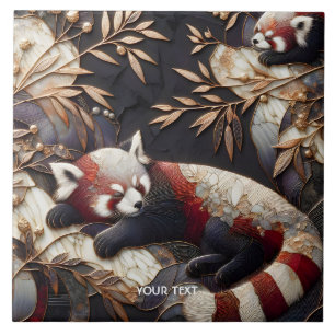 Fantasy Cute Red Panda Art Tile
