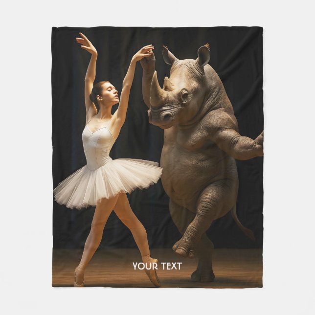 Fantasy Cute Rhino Dancer Ballerina Fleece Blanket (Front)