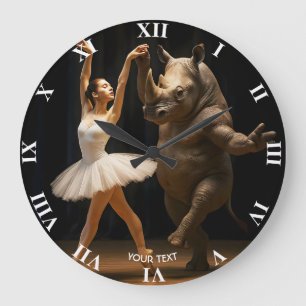 Fantasy Cute Rhino Dancer Ballerina Large Clock
