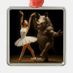 Fantasy Cute Rhino Dancer Ballerina Metal Ornament