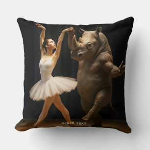 Fantasy Cute Rhino Dancer Ballerina Throw Pillow