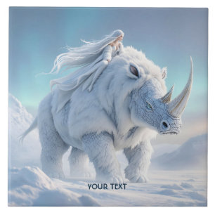 Fantasy Cute Rhino Girl Snow Tile