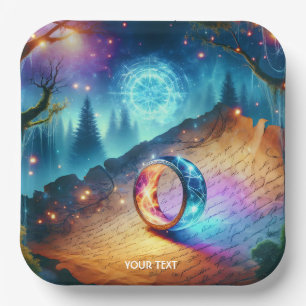 Fantasy Cute Ring Forest Skies Paper Plate