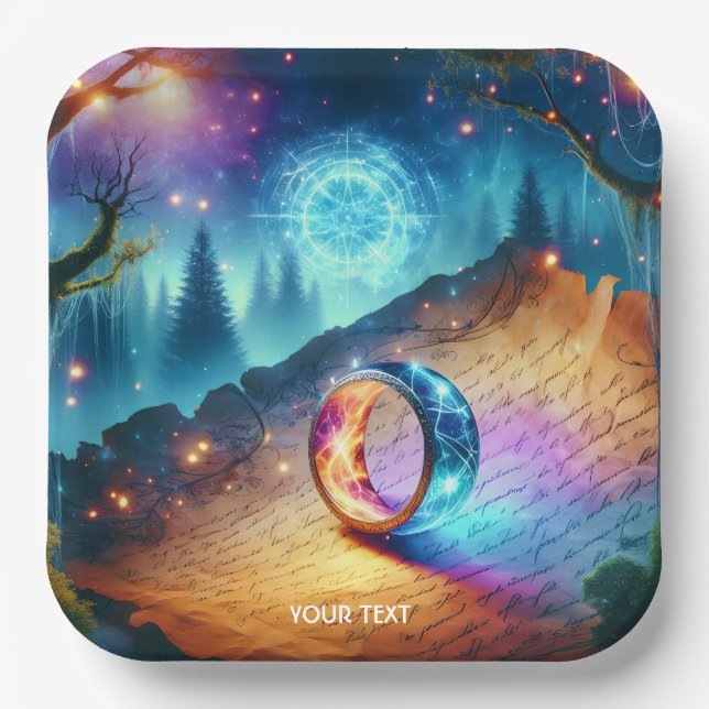 Fantasy Cute Ring Forest Skies Paper Plate (Front)