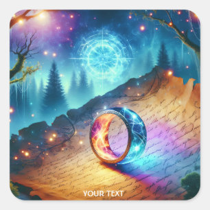 Fantasy Cute Ring Forest Skies Square Sticker